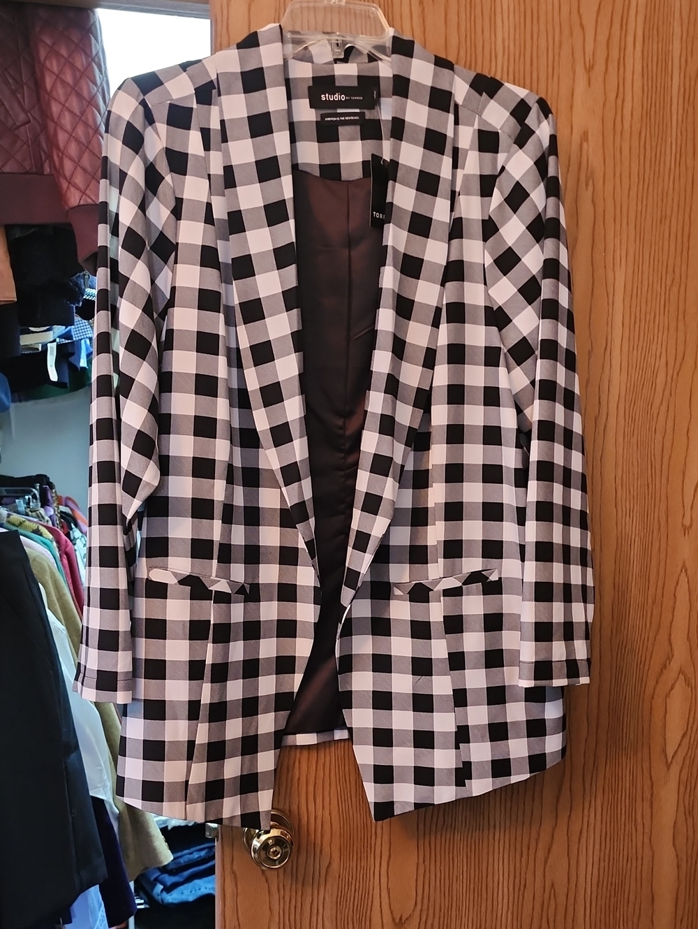 Studio Black and White Gingham Blazer